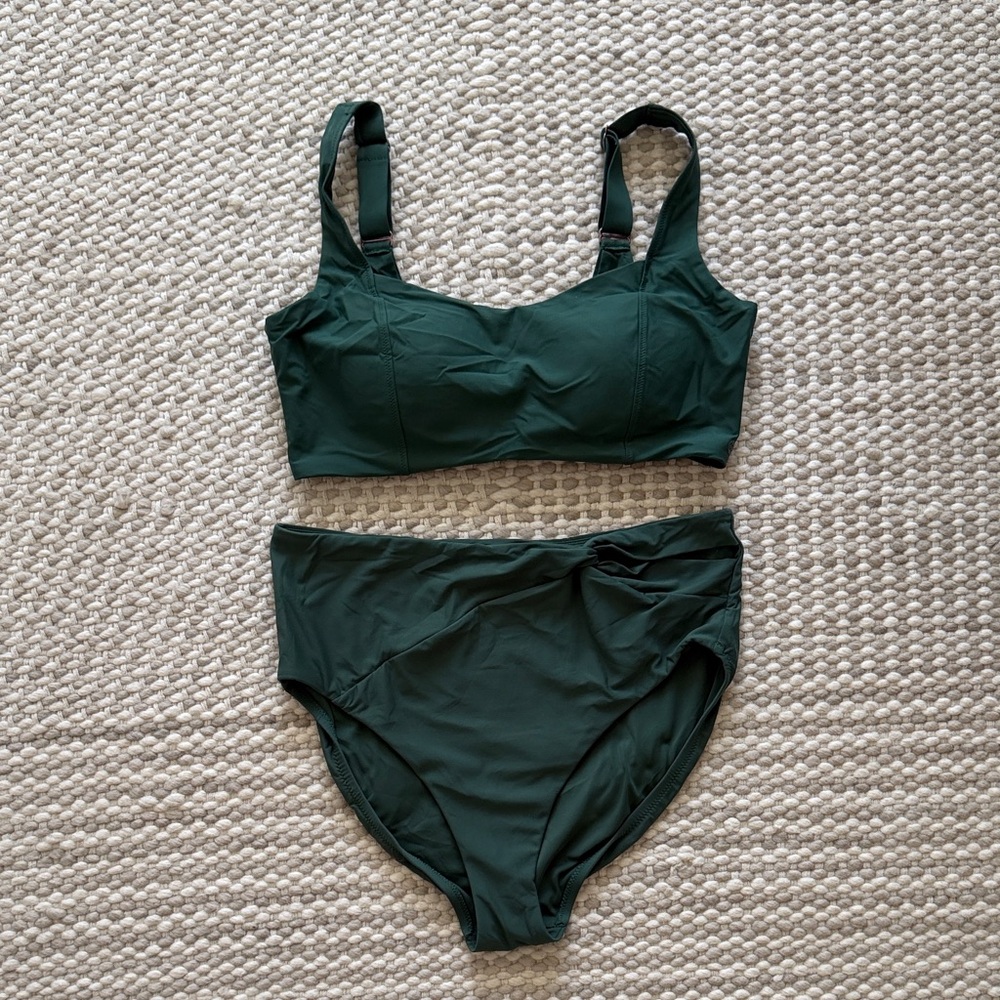 Calia || Green High Waisted Bikini Top & Bottom